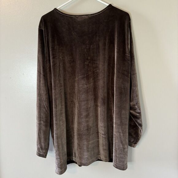 Belle Kim Gravel Velvet Signature Zipper Top Java Chocolate Pullover Sz … - Picture 5 of 7